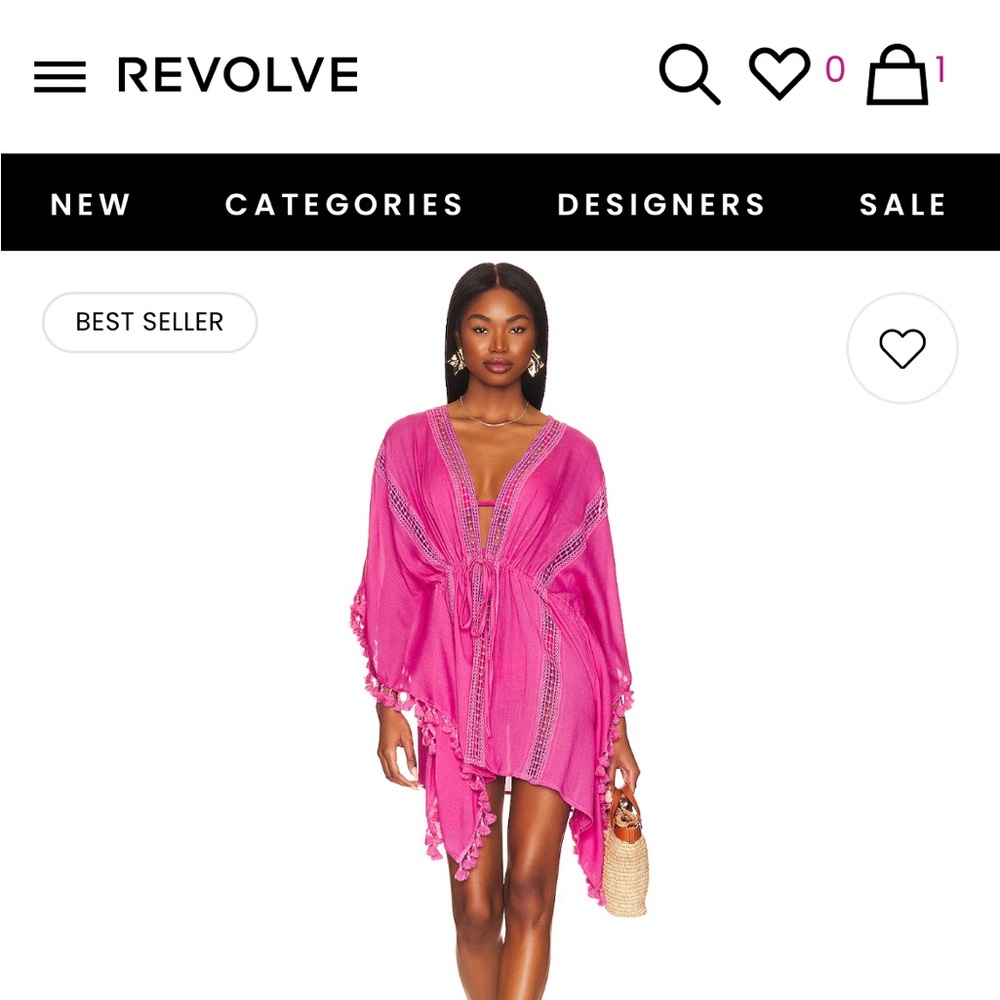 Revolve bnwt viscose cover up OSFA with tassel trim, drawstring waist.